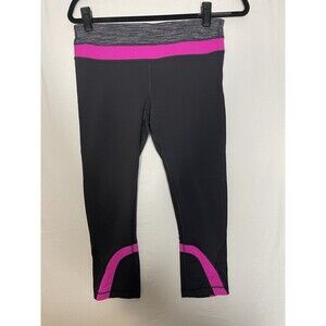Lululemon Run: Inspire Crop II Size 8 Black Wee Are From Space Black Paris Pink